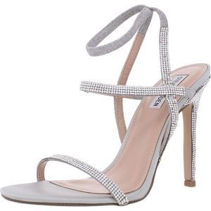 Steve Madden Silver Rhinestone Strappy Stiletto Sandals